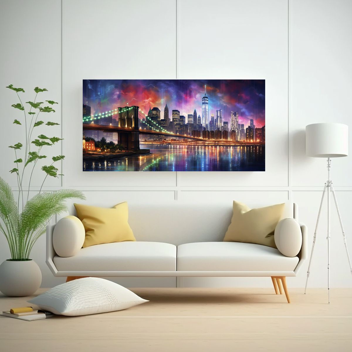 GENERICO - Cuadro Vitalidad NYC Cubierto De Coloridas Luces 80x40 Cm