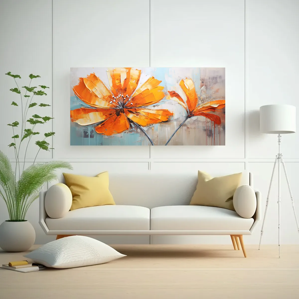 GENERICO - Cuadro De Flores De Naranja En Lienzo Estilo 60x30 Cm