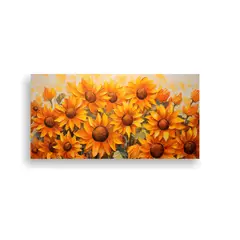GENERICO - Arte De Pared Horizontal Artesanal Con Girasoles 60x30 Cm