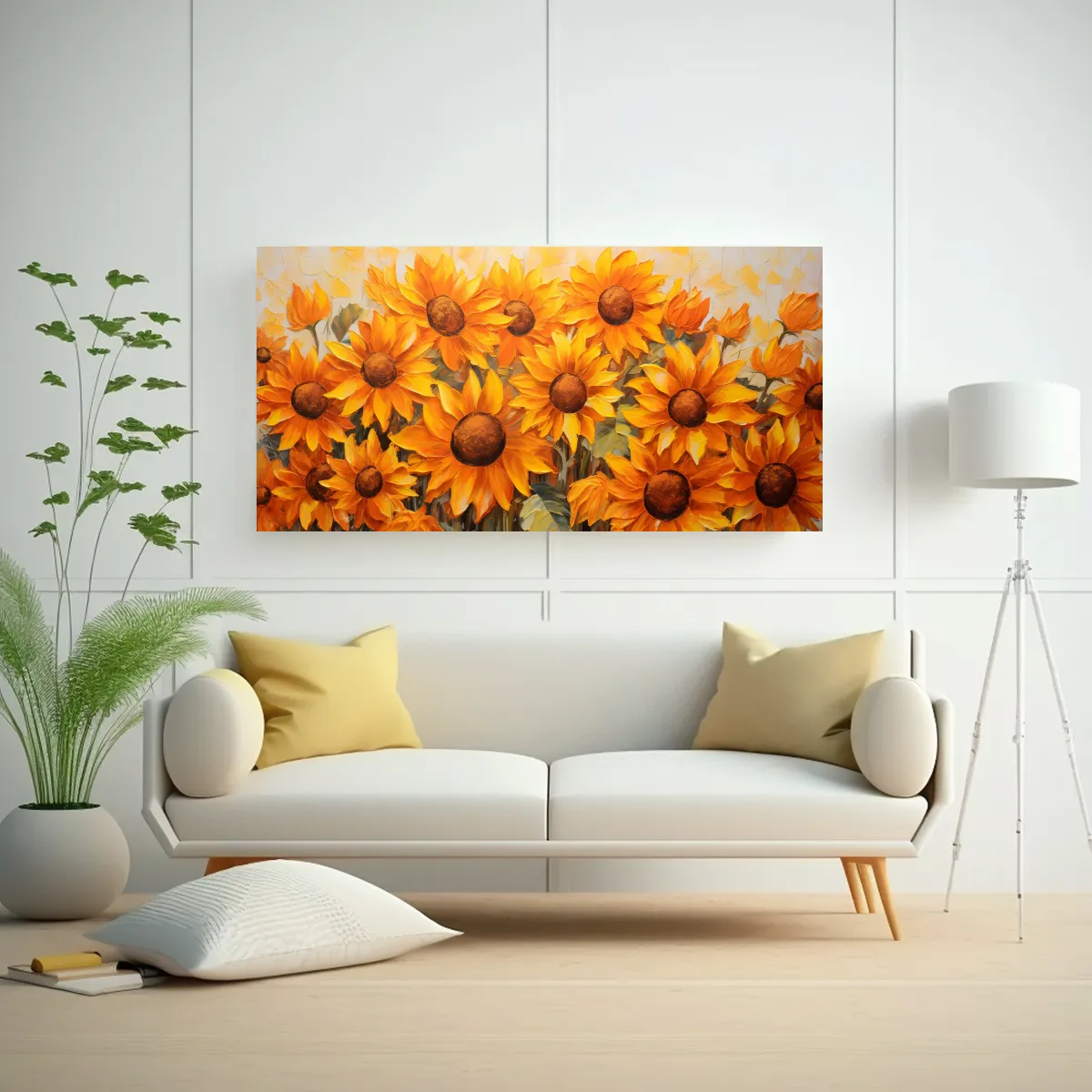 GENERICO - Arte De Pared Horizontal Artesanal Con Girasoles 100x50 Cm