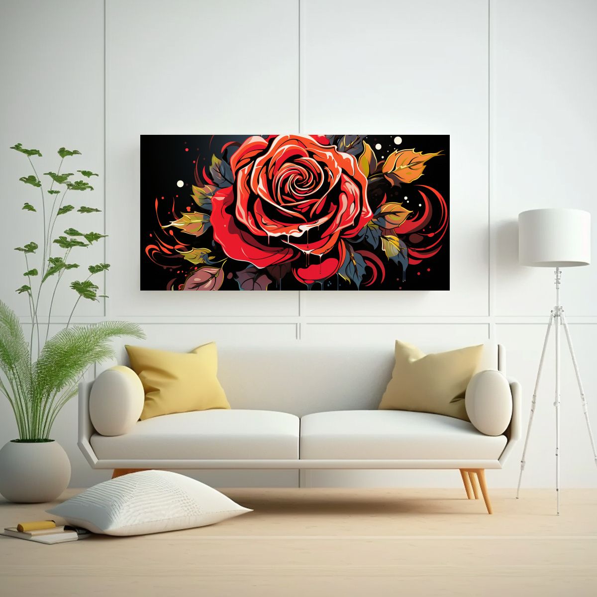 GENERICO - Cuadro Moderno Hogar Deco Diseño Rosa Estilo 100x50 Cm