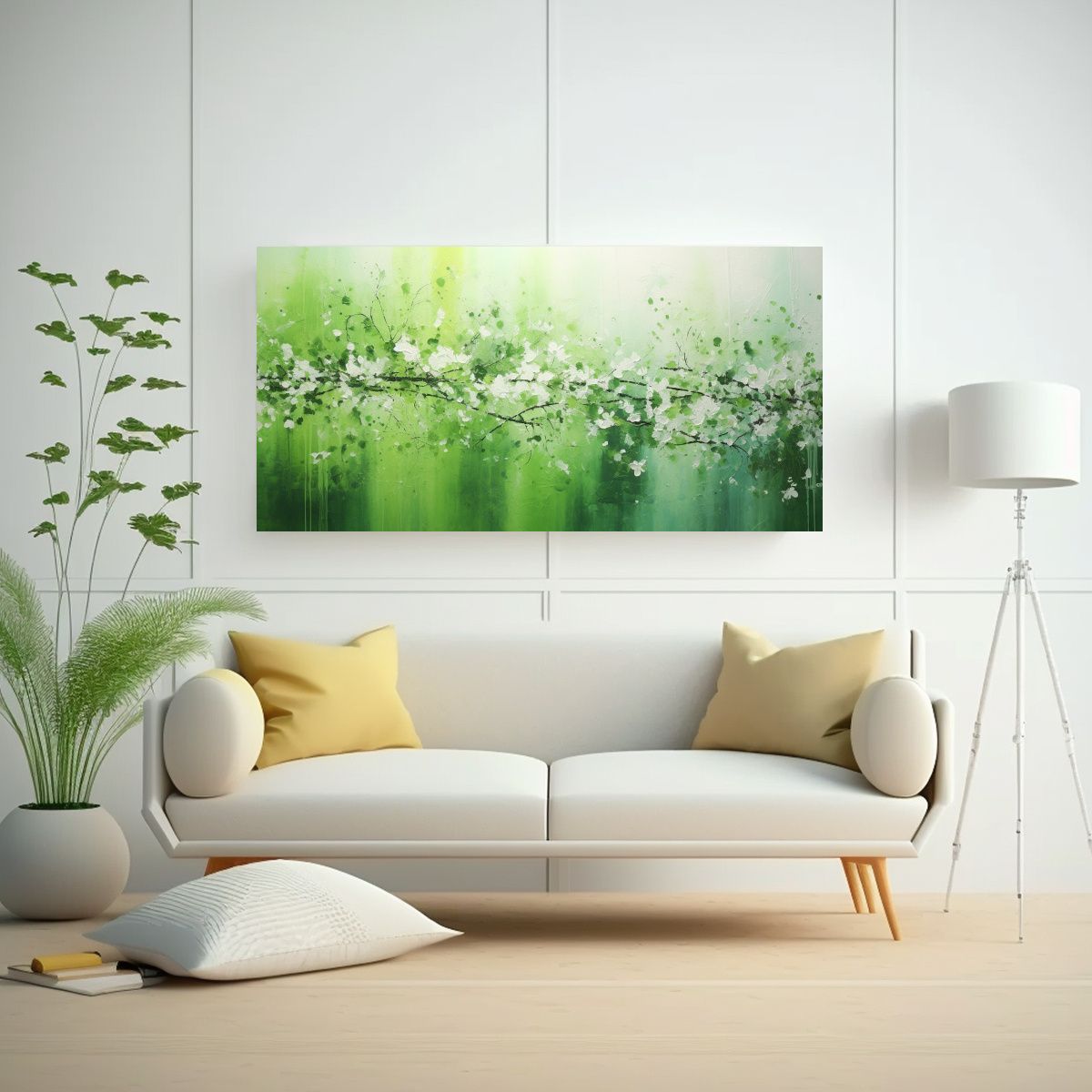 GENERICO - Cuadro Creativo Urbano En Verde Y Plateado Estilo 100x50 Cm