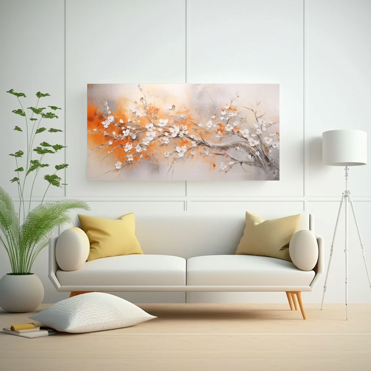 GENERICO - Obra De Arte En Tonos Alegres En Naranja Y 60x30 Cm