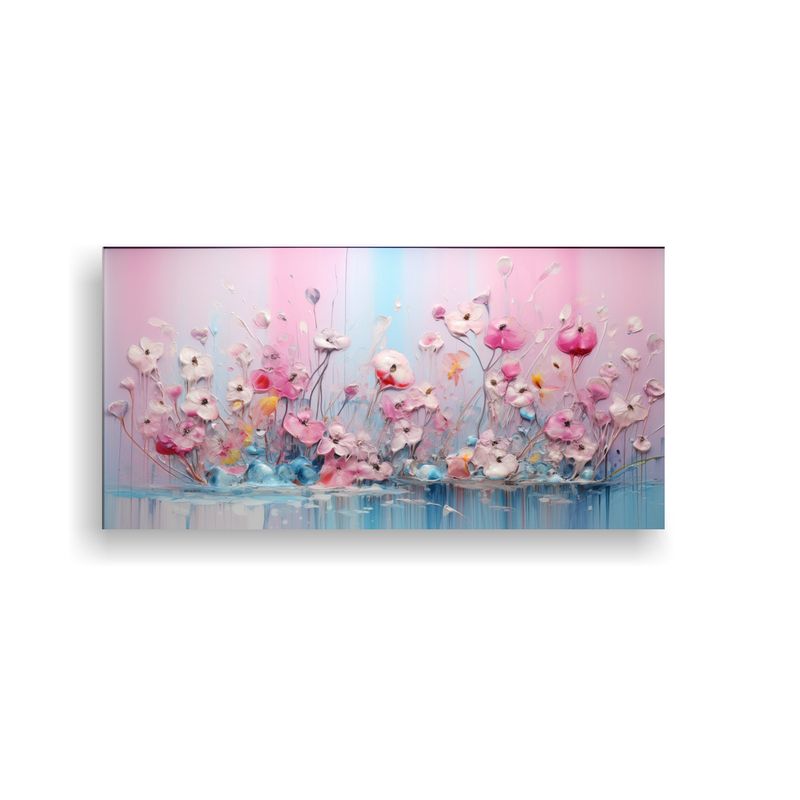 GENERICO - Cuadro Moderno Reflejo En Tonos Rosados Y Dorados 80x40 Cm
