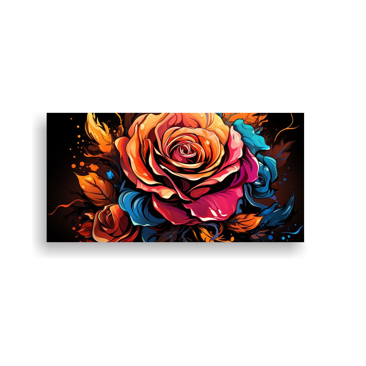 GENERICO - Pintura Original De Rosa Estilo Graffiti En 60x30 Cm