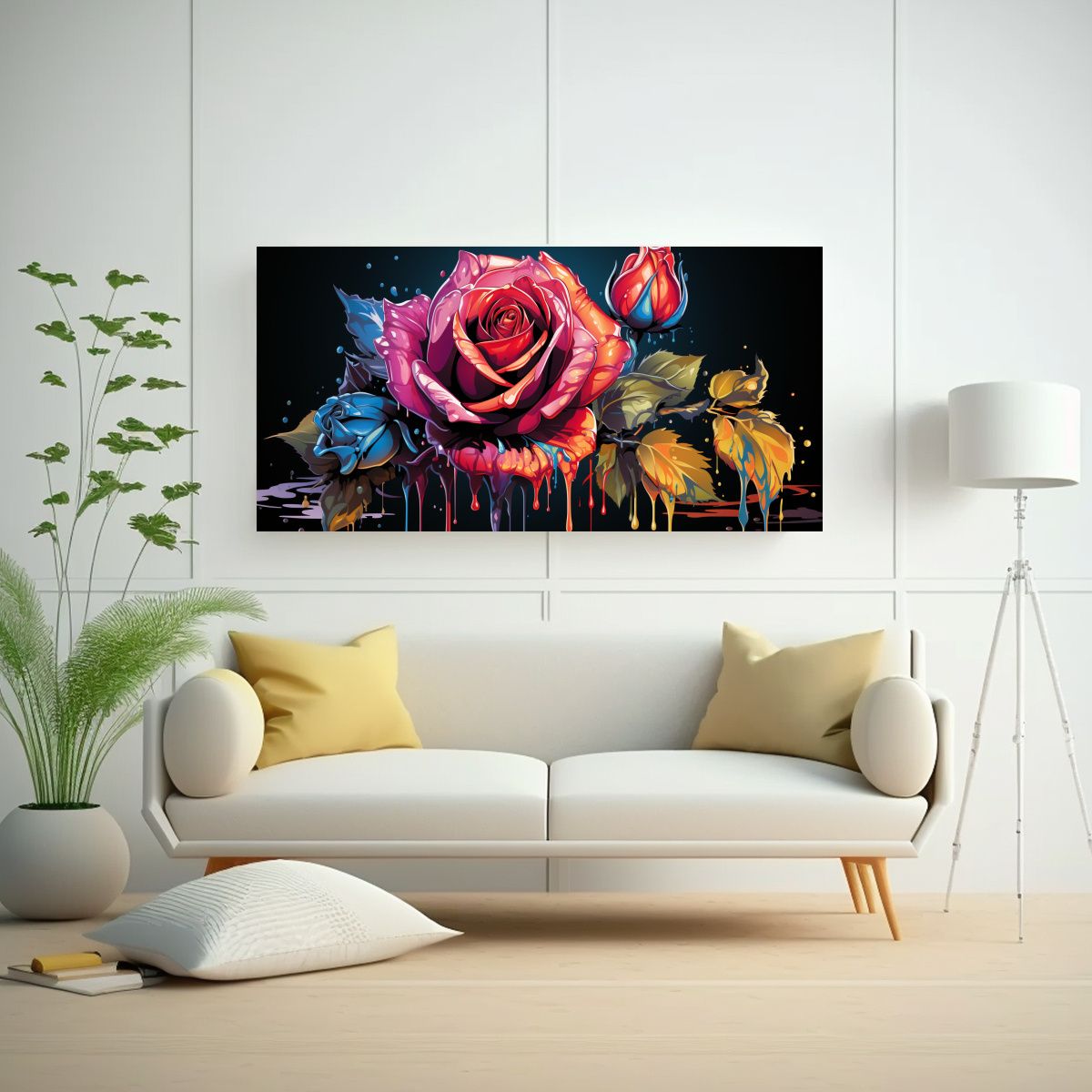 GENERICO - Pintura Decorativa Estilo Graffiti De Una Rosa 60x30 Cm