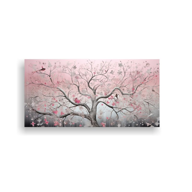 GENERICO - Lienzo De Tela Imagen Del Árbol En Rosa Y Plata 80x40 Cm