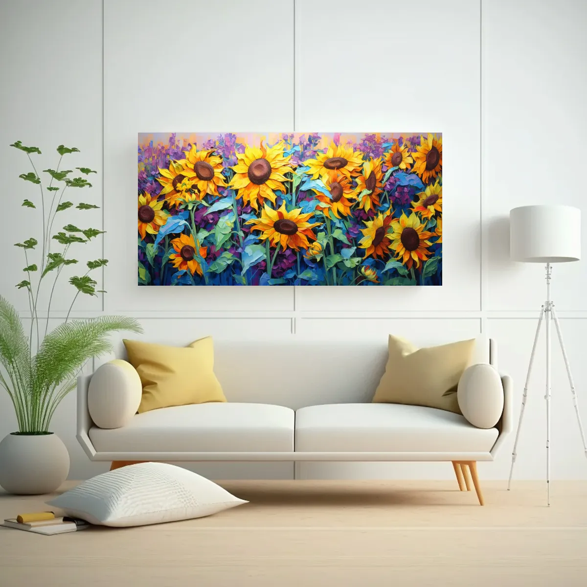 GENERICO - Lienzo De Tela Hermoso Con Pintura De Girasoles 60x30 Cm
