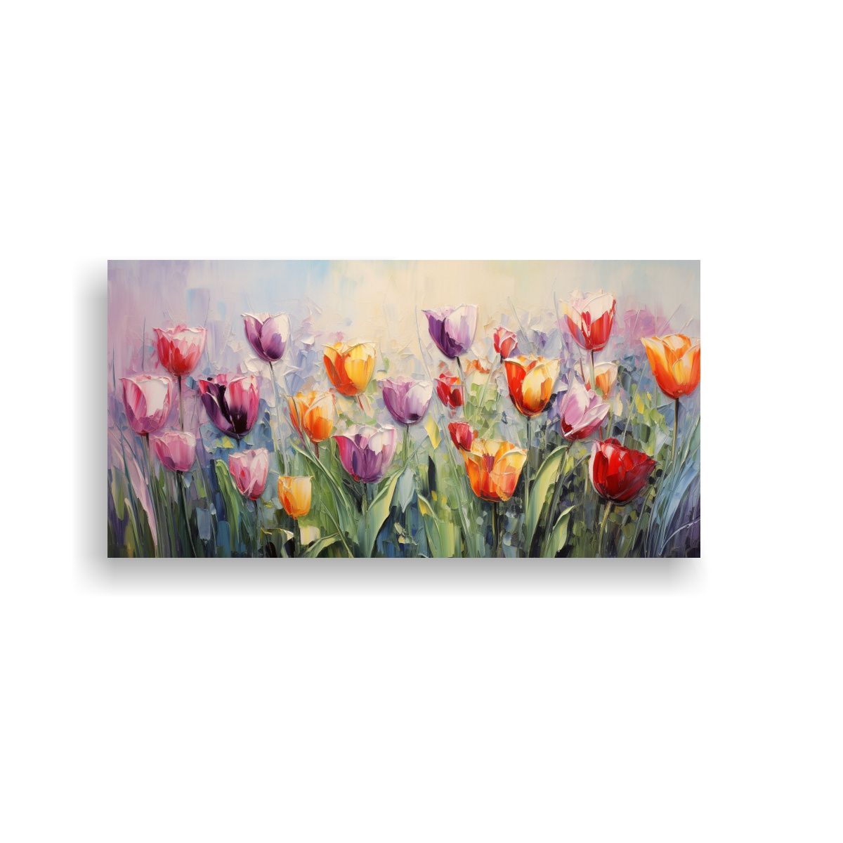 GENERICO - Pintura En Lienzo De Tulipanes En Colores 80x40 Cm.
