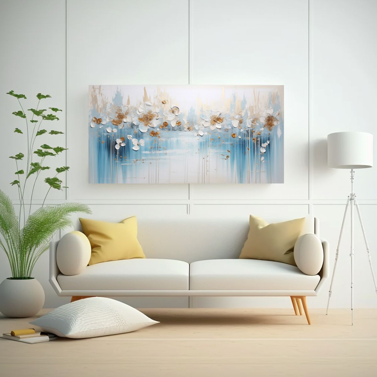 GENERICO - Lienzo De Tela Tema Simétrico En Colores Blanco 100x50 Cm