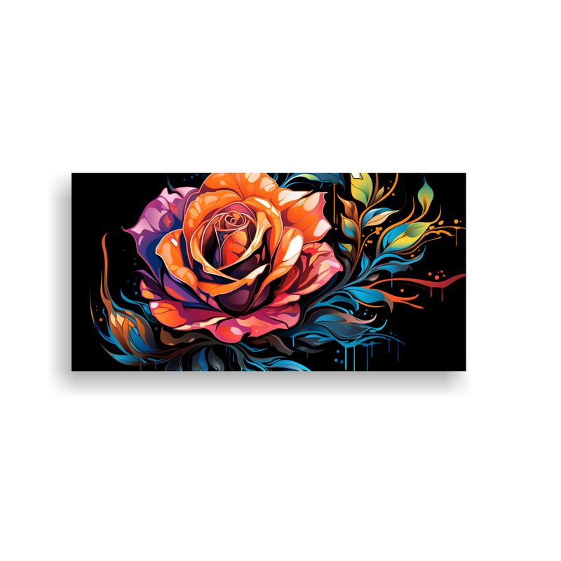 GENERICO - Pintura Decorativa Con Diseño De Una Rosa Estilo 60x30 Cm