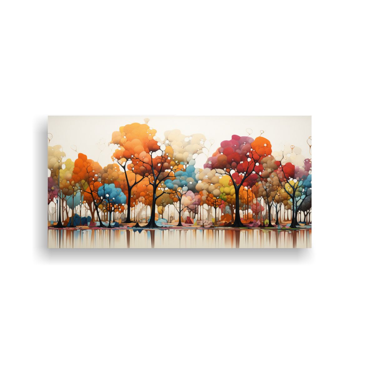 GENERICO - Cuadro Abstracto Minimalista De árboles En 60x30 Cm