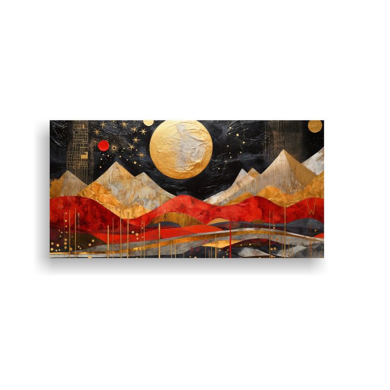 GENERICO - Pintura En Bastidor Luna Sobre Montañas En 80x40 Cm