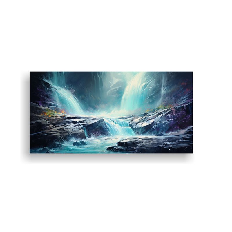 GENERICO - Pintura En Bastidor Abstracta Con Cascada En 60x30 Cm