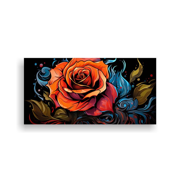 GENERICO - Pintura Decorativa Con Diseño De Rosa Estilo 60x30 Cm