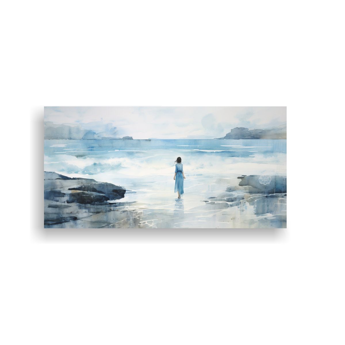 GENERICO - Pintura Estética En Azul Turquesa Y Plata Con 60x30 Cm