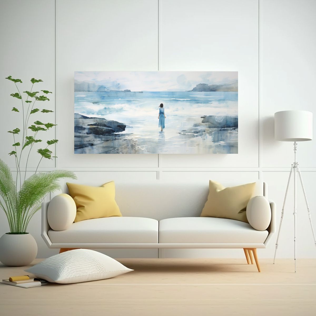 GENERICO - Pintura Estética En Azul Turquesa Y Plata Con 60x30 Cm