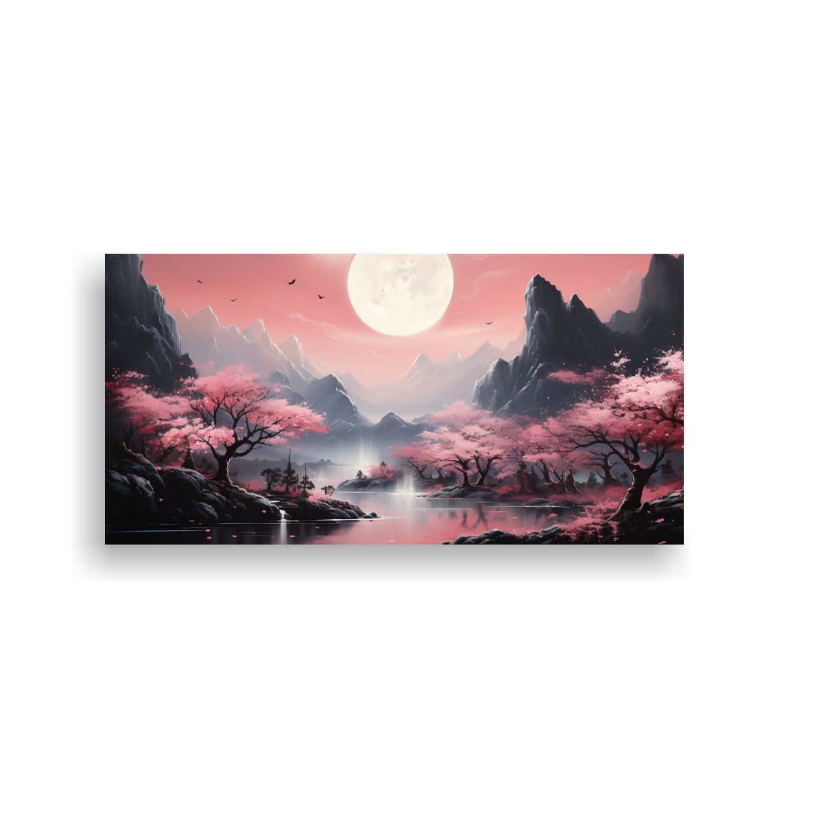 GENERICO - Cuadro Con Luna Cerca De Las Montañas Estilo 60x30 Cm