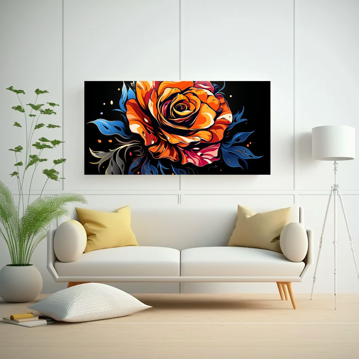 GENERICO - Cuadro Moderno Con Diseño De Un Flor De Rosa 60x30 Cm