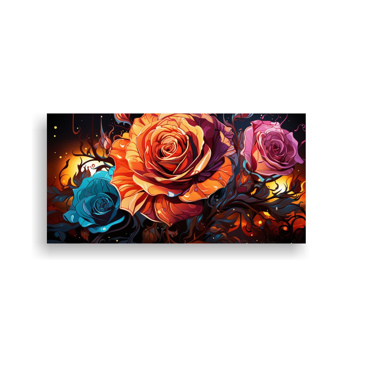 GENERICO - Cuadro De Decoración En Líneas Neon Multicolor 80x40 Cm