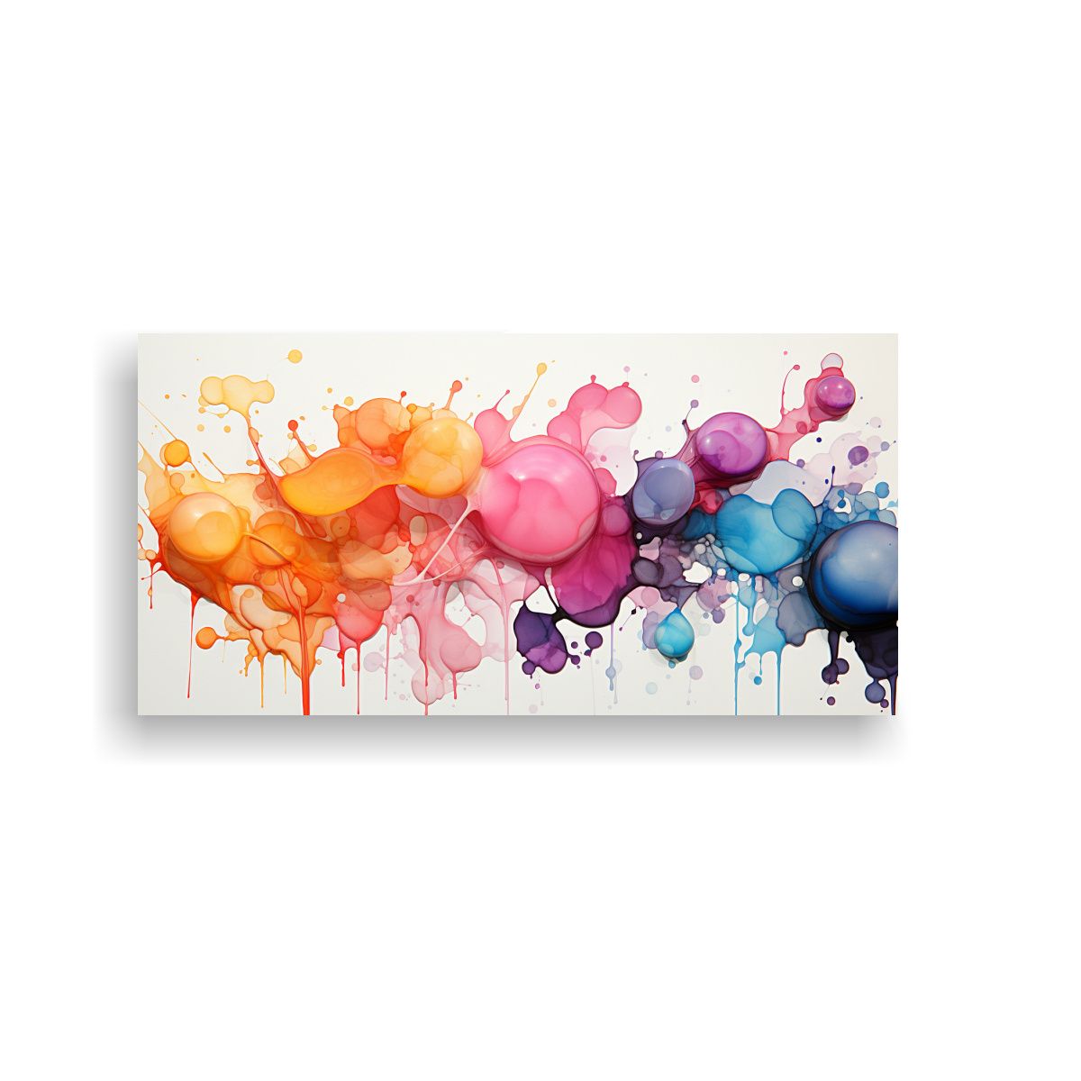 GENERICO - Cuadro Abstracto De Figuras En Acuarela Con 60x30 Cm