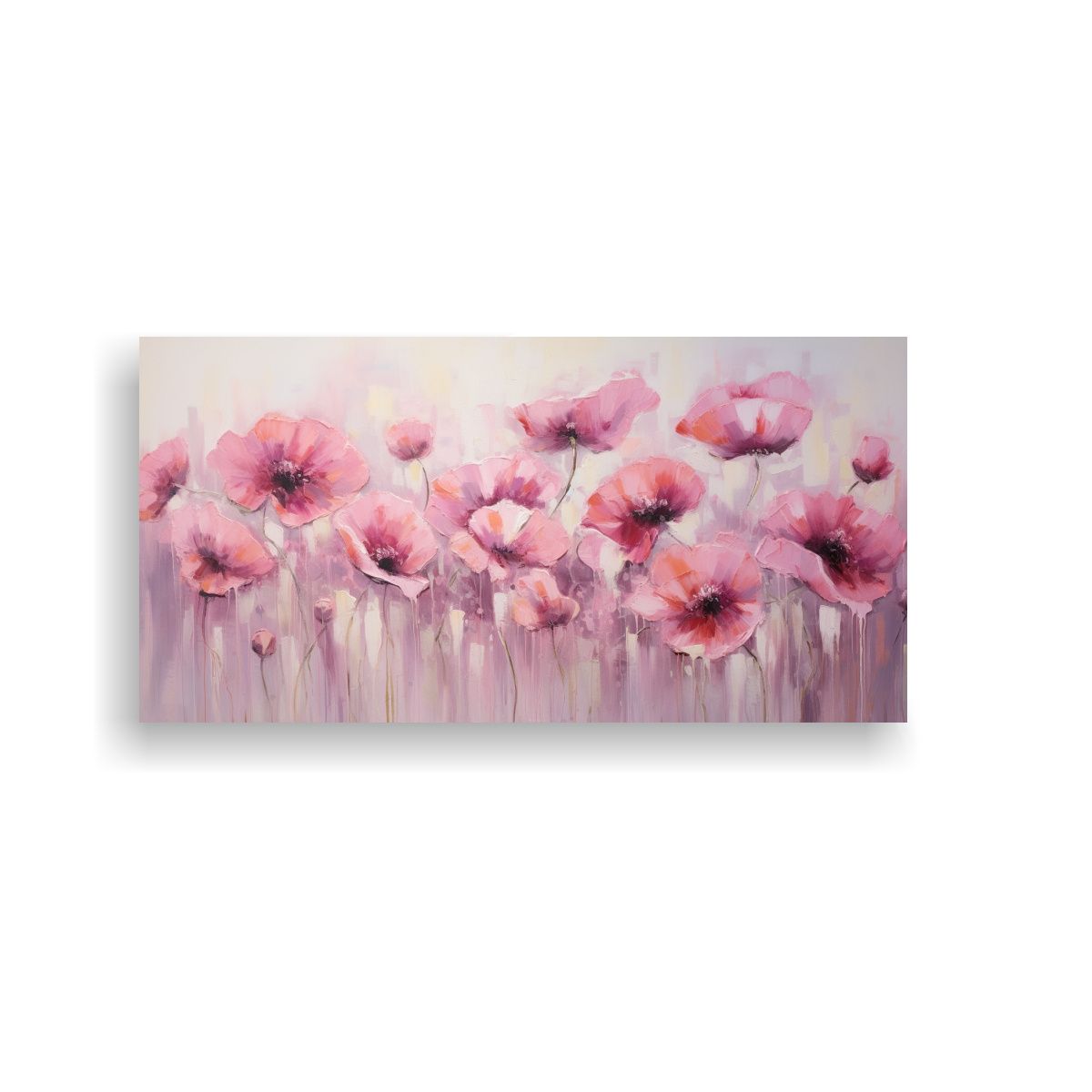 GENERICO - Tela Bastidor Moderno Pink POPPIES Estilo Pintura 100x50 Cm