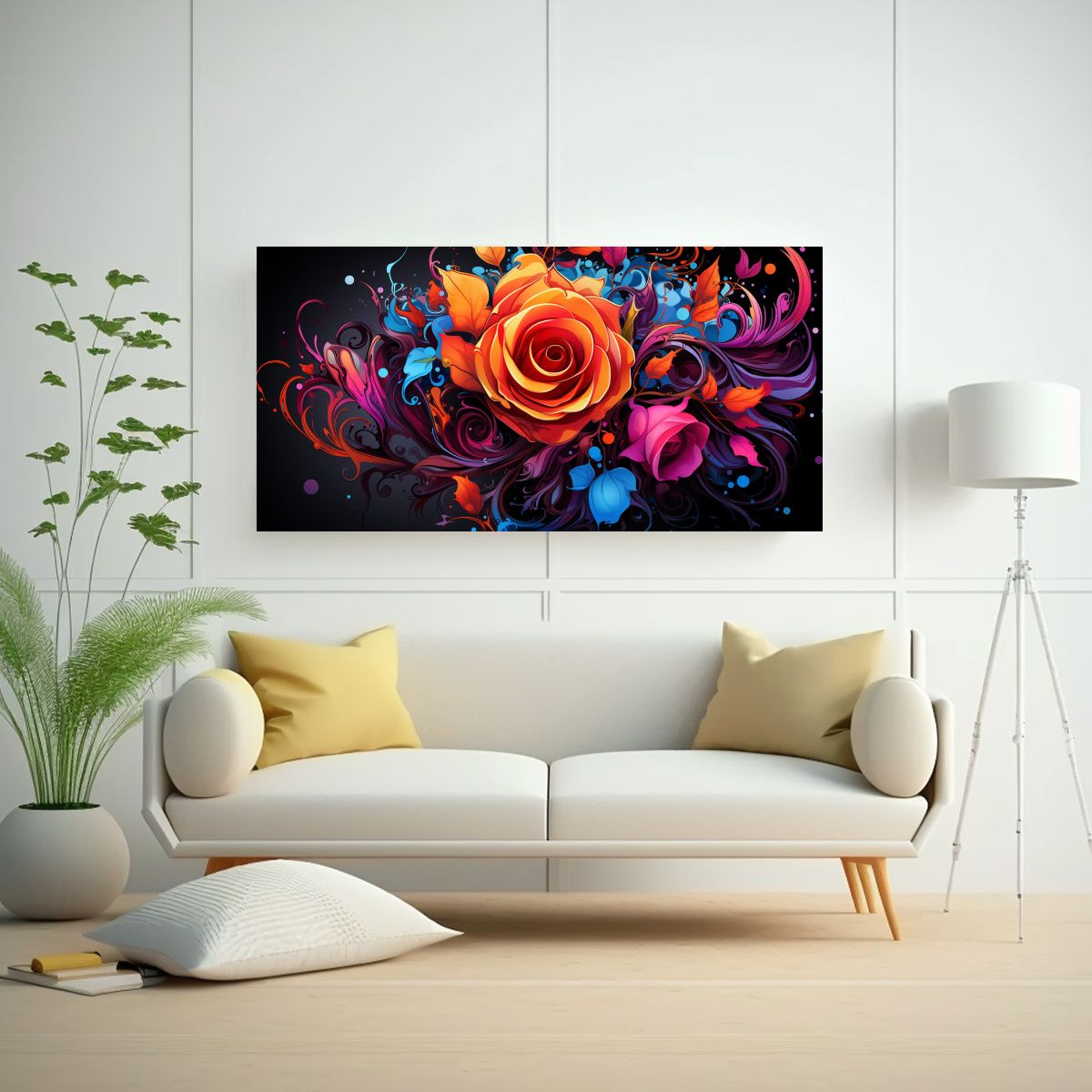GENERICO - Pintura Decorativa Arte Patron Intenso Con Rosa 100x50 Cm