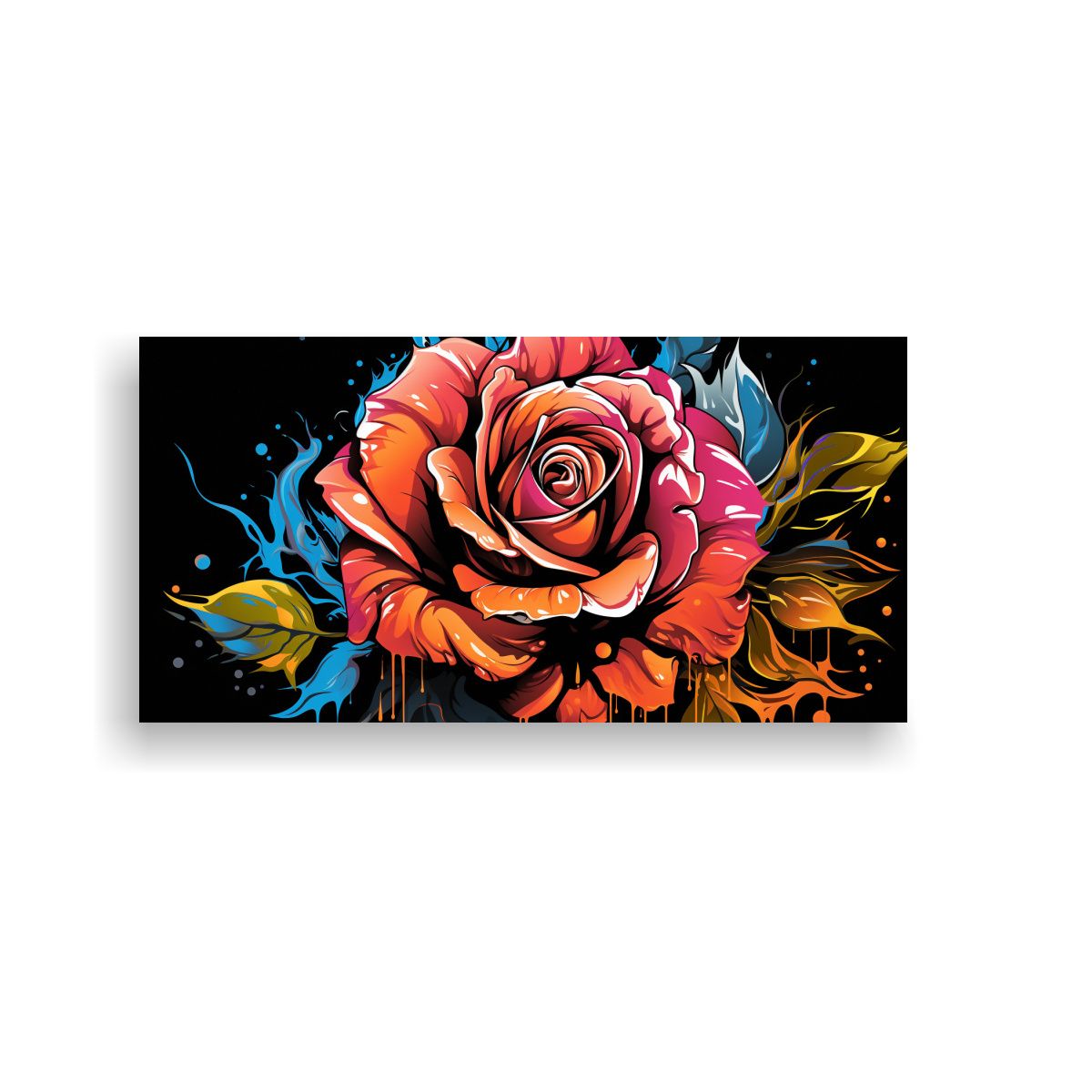GENERICO - Cuadro De Diseño De Rosa En Estilo Graffiti Para 100x50 Cm