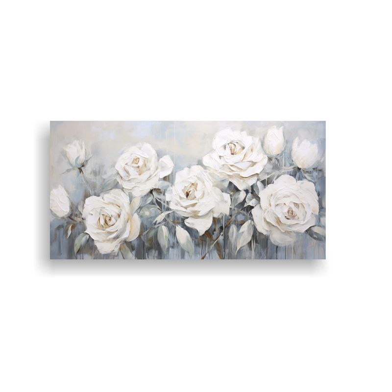 GENERICO - Lienzo Decorativo Colorido De Rosas Blancas En El 100x50 Cm