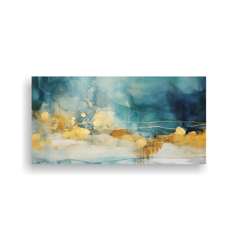 GENERICO - Pintura única Con Turquesa Verde Azulado Y Oro 100x50 Cm