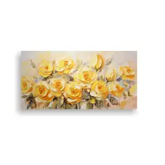 GENERICO - Cuadro Vanguardia Amarillo Rosas En Lienzo Estilo 60x30 Cm