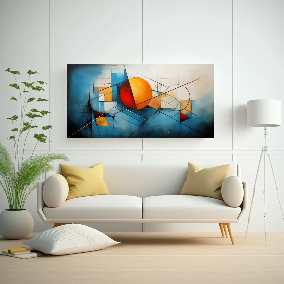 GENERICO - Pinturas Abstractas De Composición Geométrica 80x40 Cm