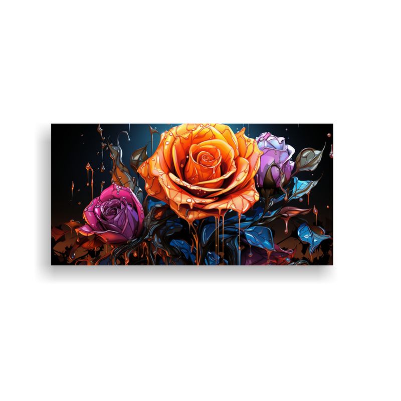 GENERICO - Pinturas Decorativas De Rosa Con Goteo De Pintura 80x40 Cm