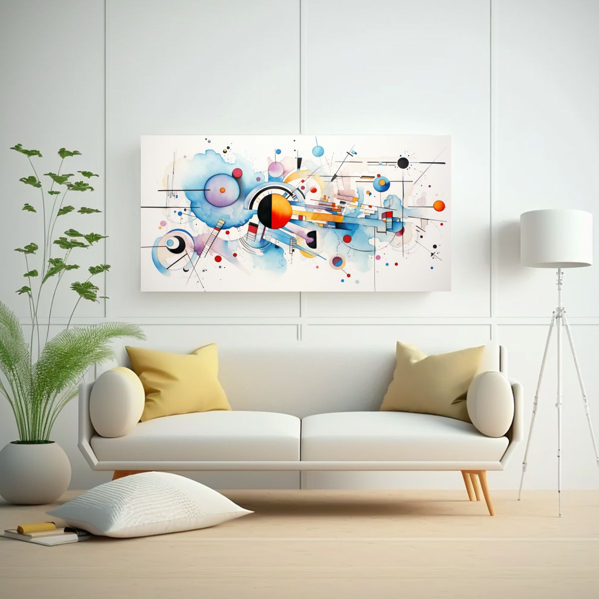 GENERICO - Pintura Decorativa Acuarela Abstracta Kandinsky 80x40 Cm