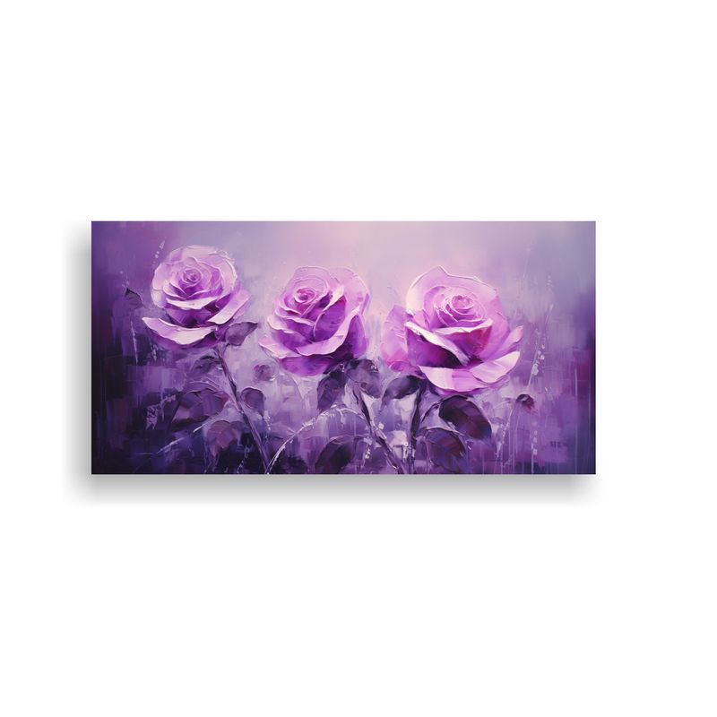 GENERICO - Cuadro Minimalista De Rosas Púrpuras En Lienzo 60x30 Cm