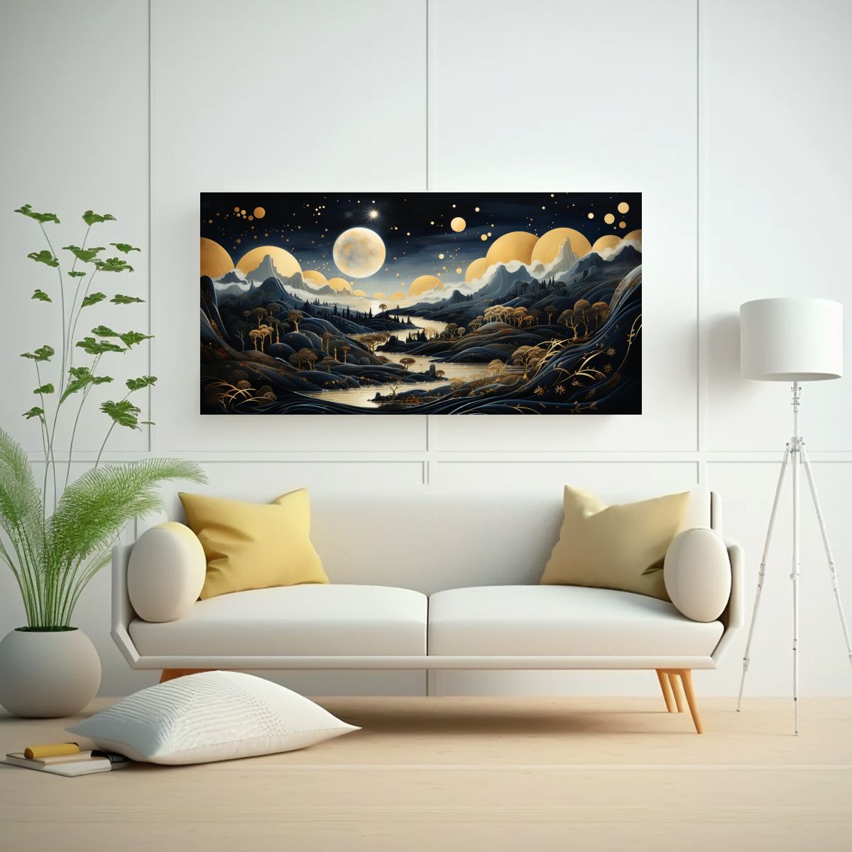 GENERICO - Arte De Pared Creativa Con Luna Y Montañas 80x40 Cm