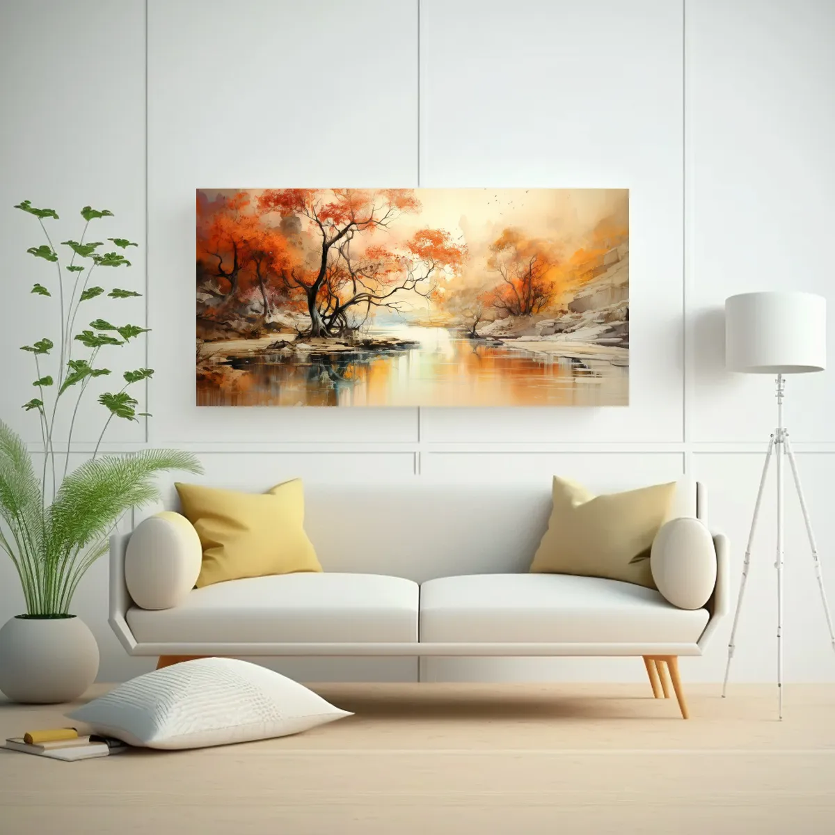 GENERICO - Paisajes Abstractos En Acuarelas Lienzo De Tela 60x30 Cm