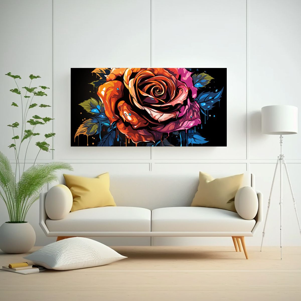 GENERICO - Lienzo De Tela Composición Detalle Diseño Rosa 100x50 Cm