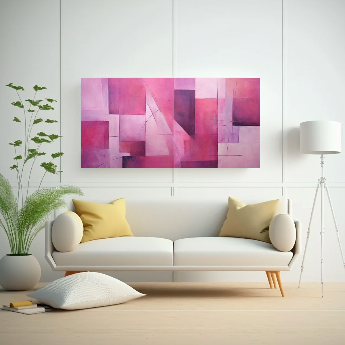 GENERICO - Cuadro Abstracto Inspirador Para Comedor En Rosa 60x30 Cm