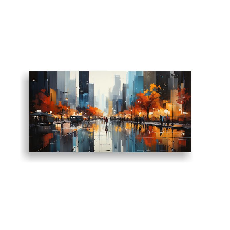 GENERICO - Pintura Abstracta De Edificios Junto Al Agua 80x40 Cm