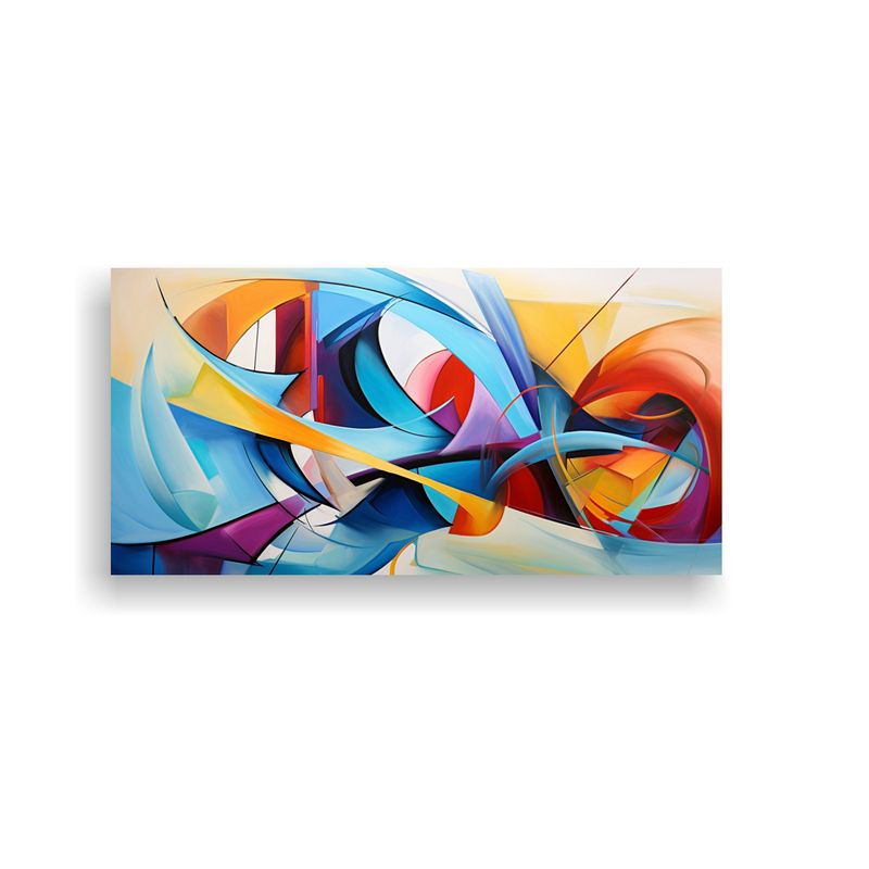 GENERICO - Cuadro Abstracto Enmarcado Por Pigmentos Coloridos 100x50 Cm