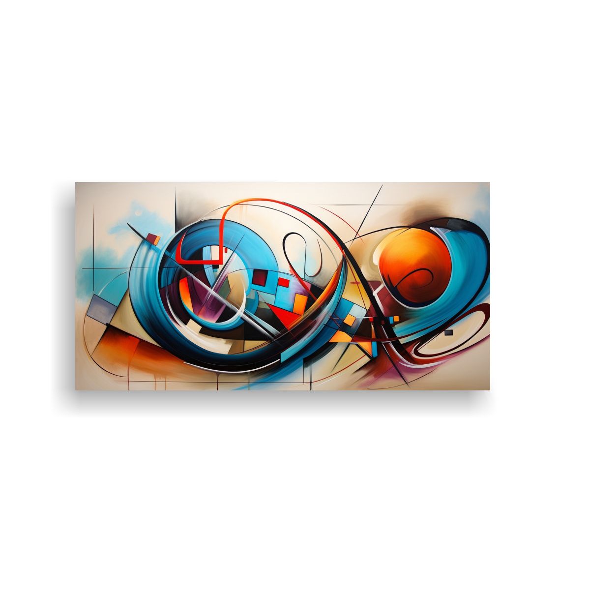 GENERICO - Cuadro De Acuarela Simétrico Grande Abstracto 100x50 Cm