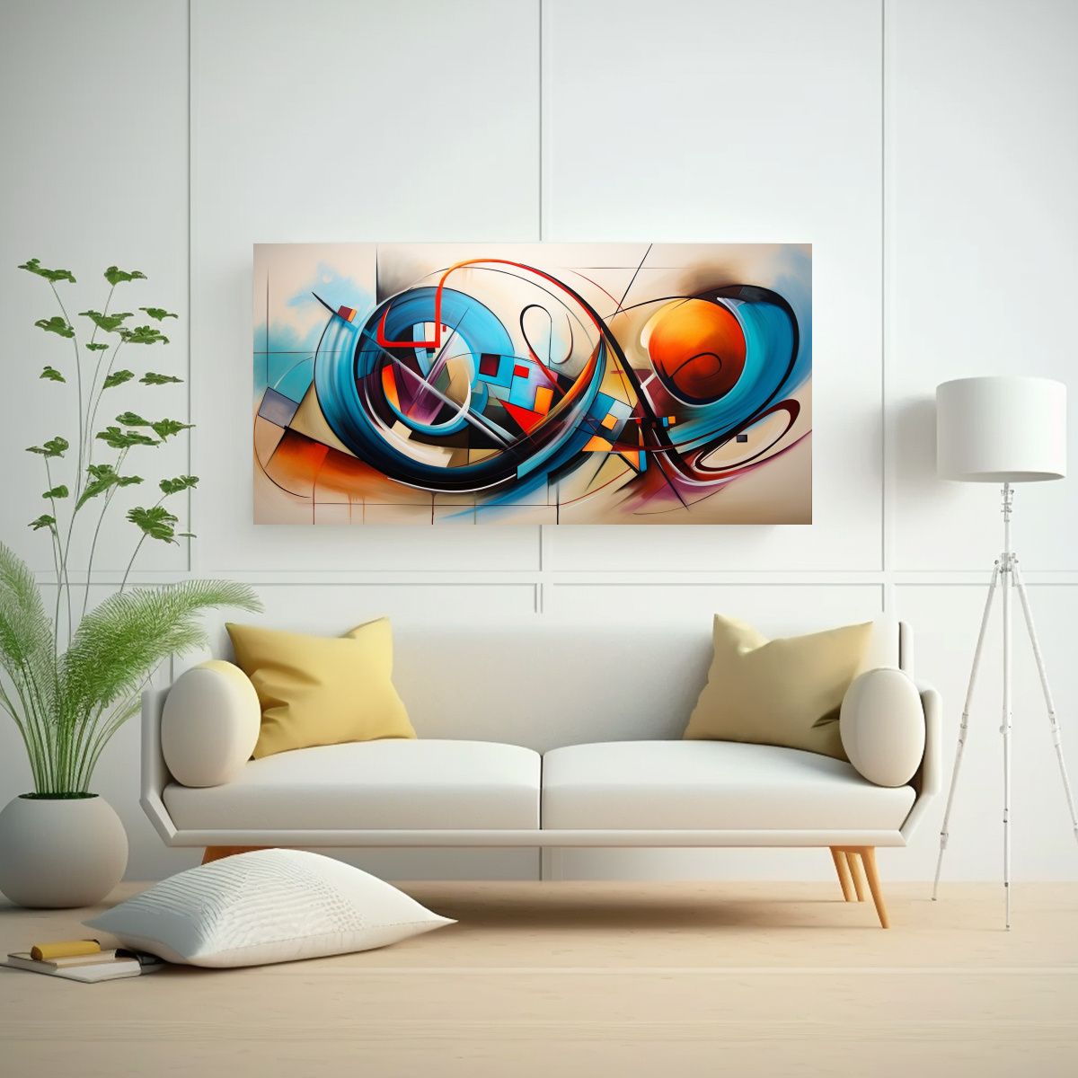 GENERICO - Cuadro De Acuarela Simétrico Grande Abstracto 100x50 Cm