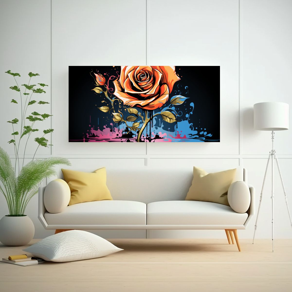 GENERICO - Pintura Lienzo Colores Minimalismo Rosa Graffiti 100x50 Cm