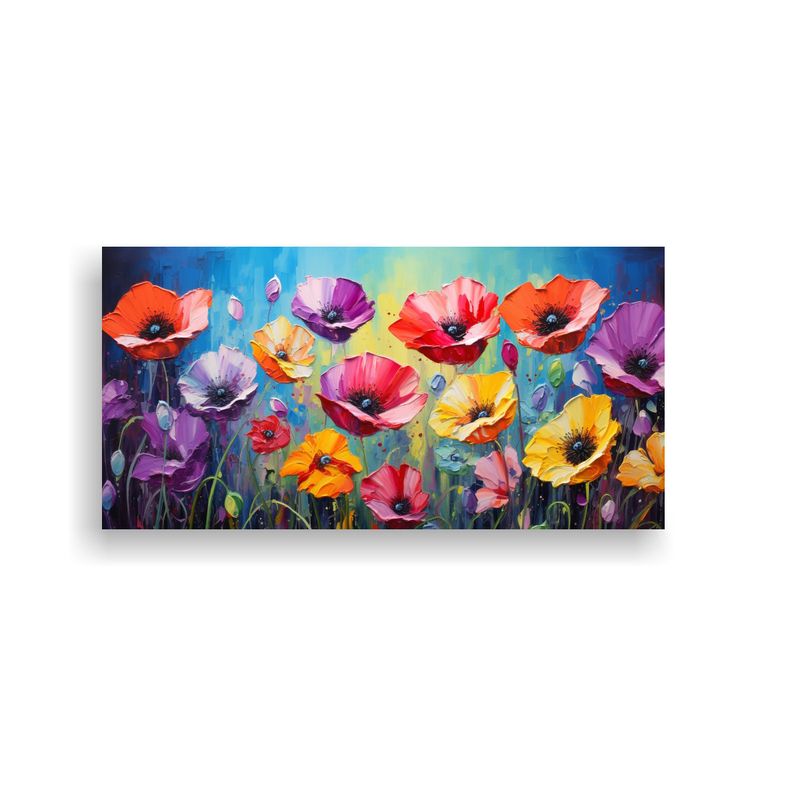 GENERICO - Cuadro Lienzo Colores Arcoíris Amapolas 60x30 Cm