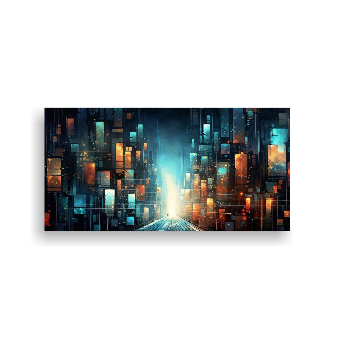GENERICO - Cuadro Abstracto Ciudad Futurista De Alta Calidad 100x50 Cm