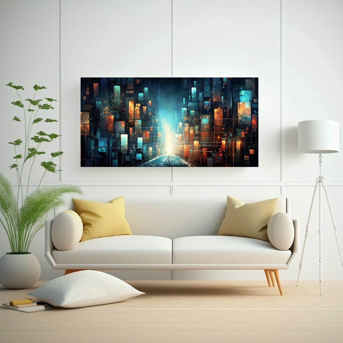 GENERICO - Cuadro Abstracto Ciudad Futurista De Alta Calidad 100x50 Cm