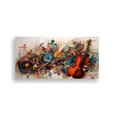 GENERICO - Cuadro Armonía De Colores Con Notas Musicales 60x30 Cm