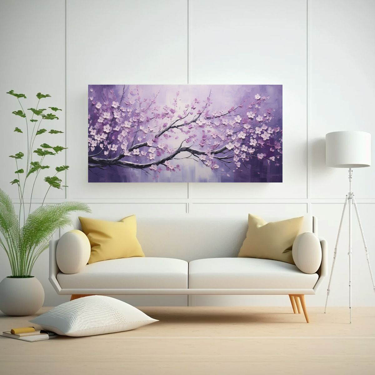 GENERICO - Cuadro De Arte Impreso Sala Flores De Cerezo 80x40 Cm