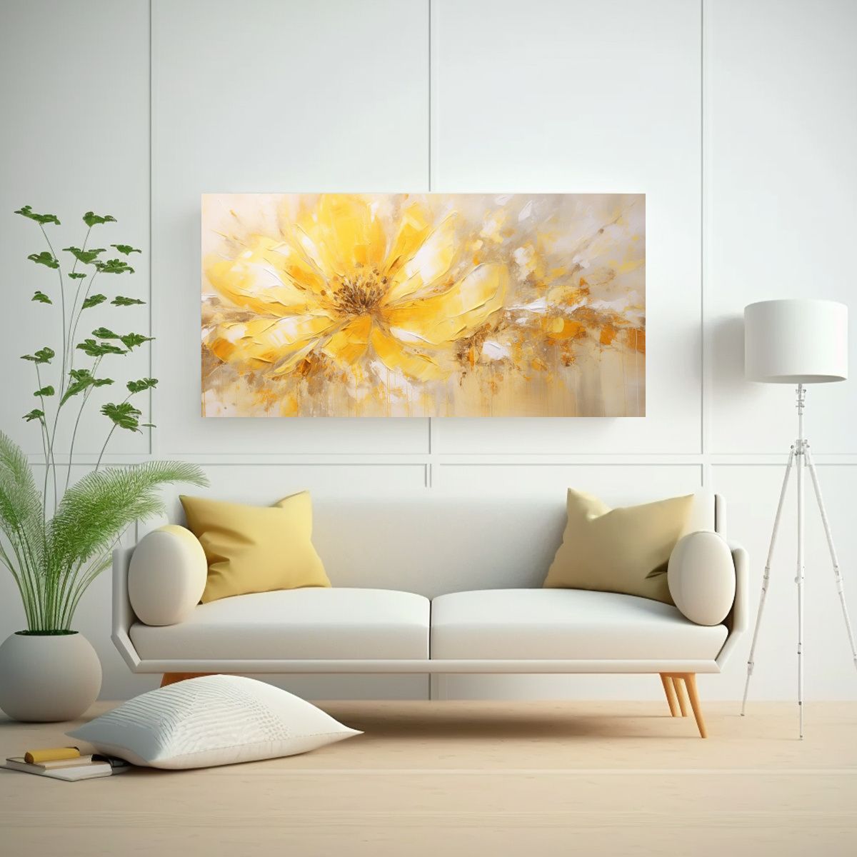 GENERICO - Pintura En Lienzo Amarilla Con Estilo De 100x50 Cm